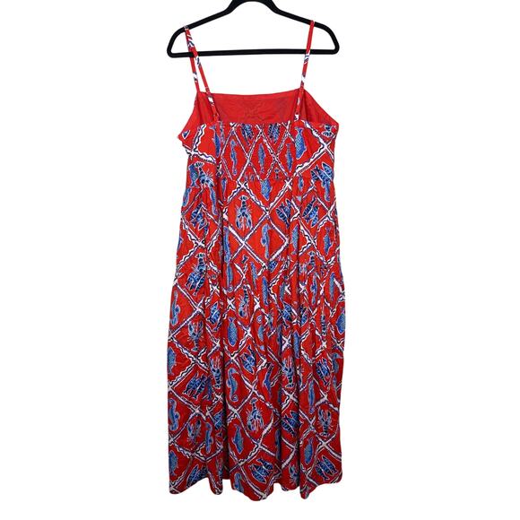 J.Crew NWT Women’s Lobster Seahorse Fish Plus Size Strappy Midi Dress size 16 - Picture 4 of 7